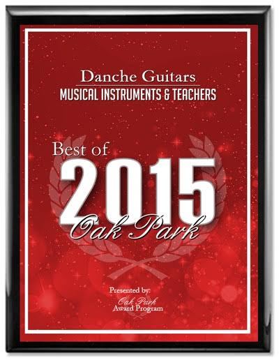 Best of Oak Park 2015 award plaque for Danche Guitars