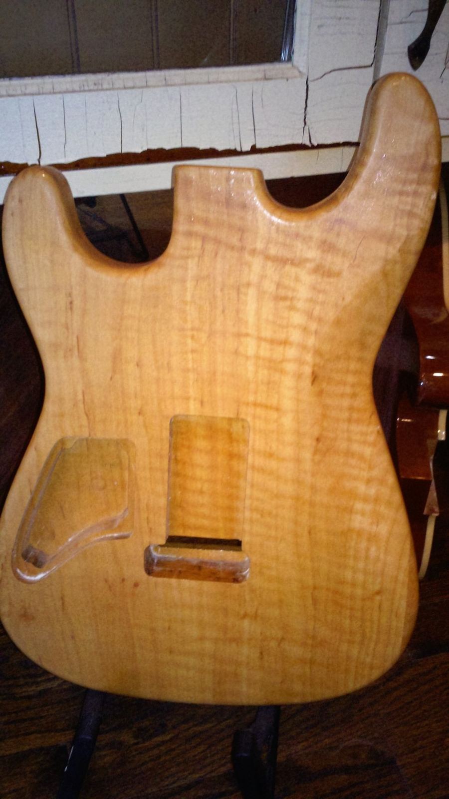 Handmade flame maple guitar body